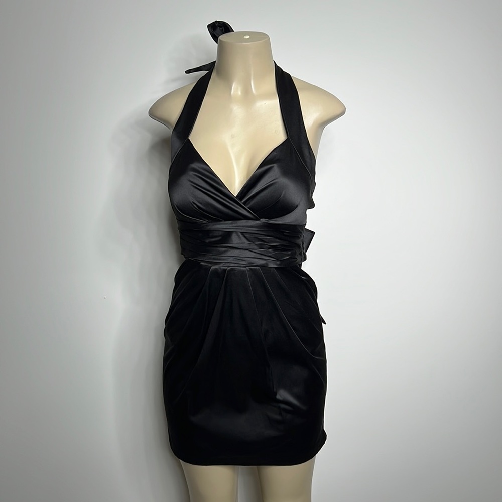Snap size 5 black satin dress with bow detail